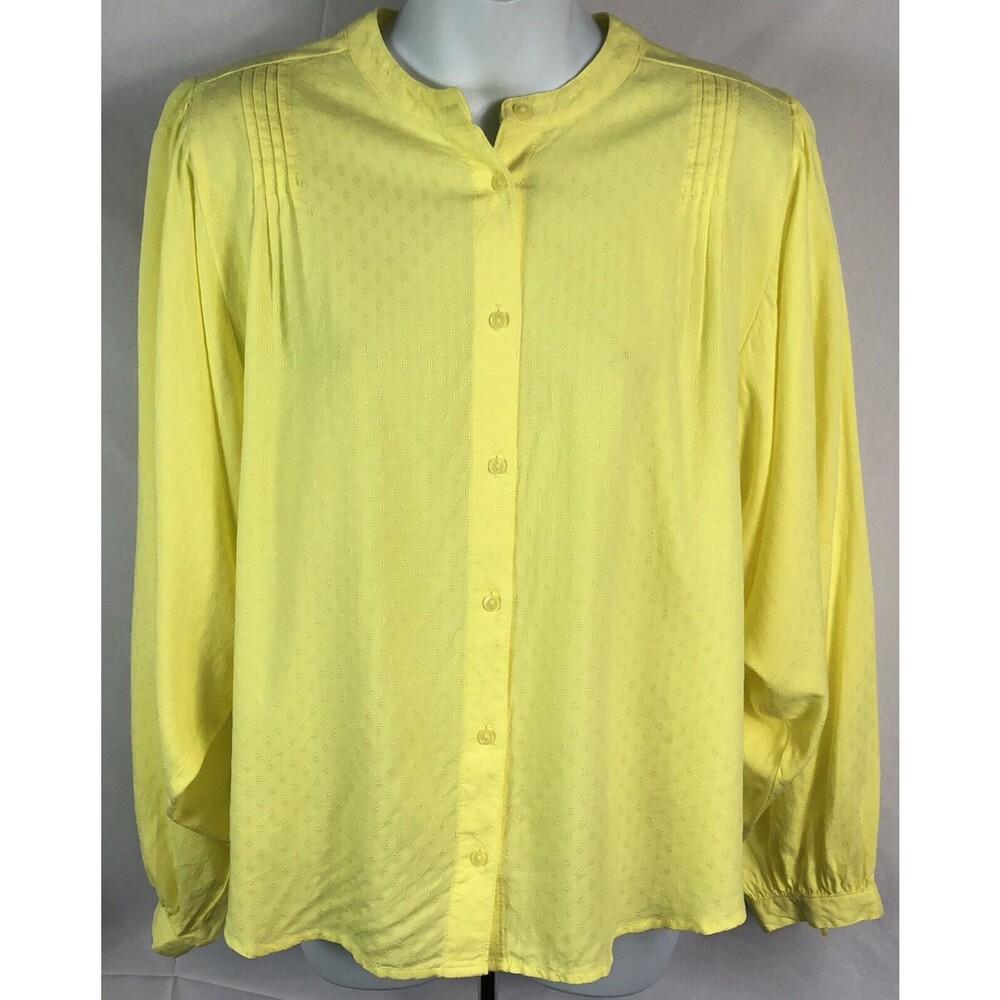 NWT Ana top yellow Top L button Up Dolman long sleeve Career Office secretary